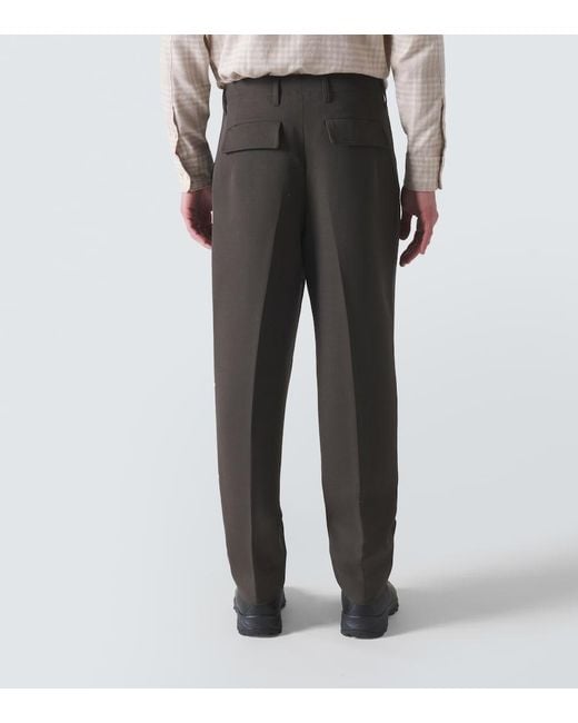 Zegna Gray Wool Straight Pants for men
