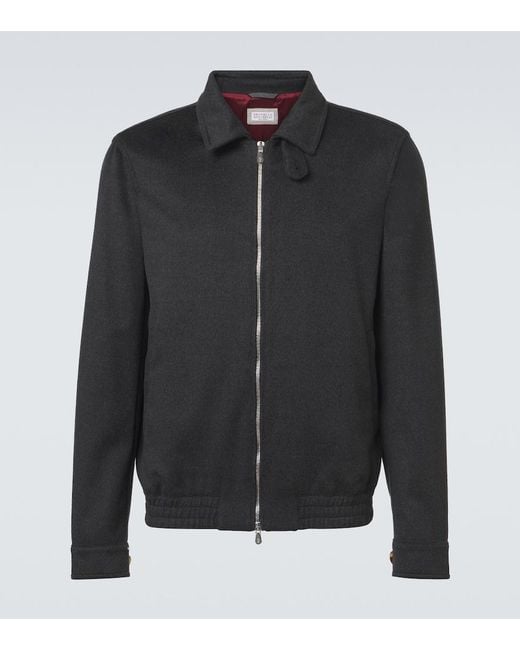 Brunello Cucinelli Black Virgin Wool Blouson Jacket for men