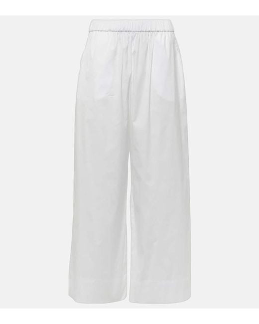 Max Mara White Esperia Cotton-blend Wide-leg Pants