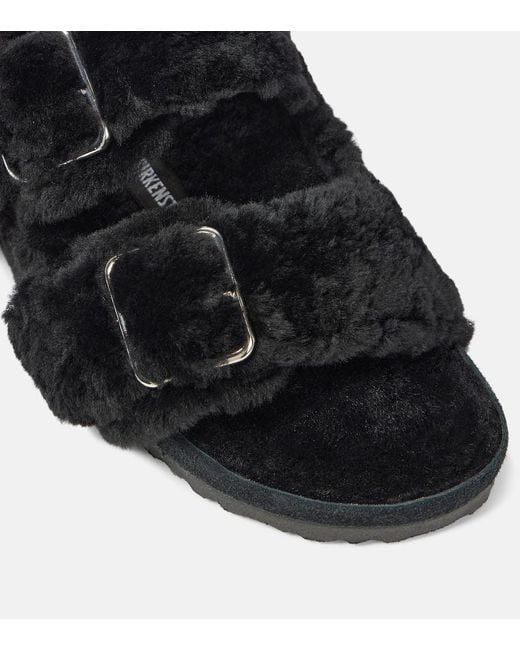 Birkenstock Black Arizona Shearling Sandals