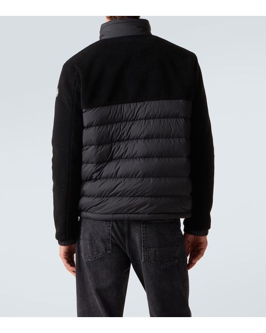 Moncler Black Mistral Down-Paneled Teddy Jacket for men