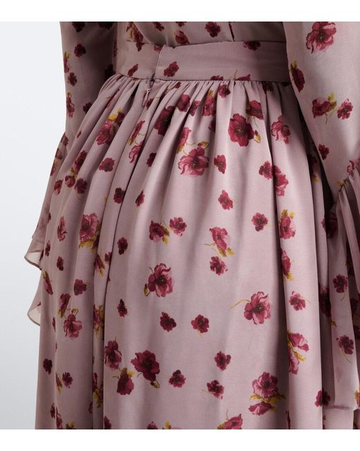 Markarian Purple Morgaine Floral Chiffon Maxi Skirt