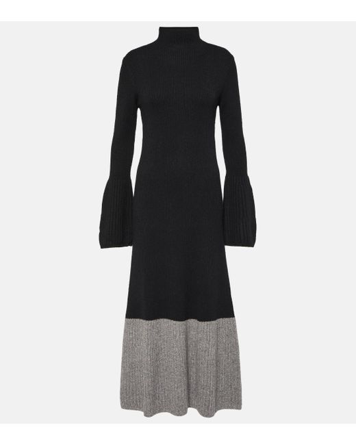 Joseph Black Color Block Wool-blend Maxi Dress
