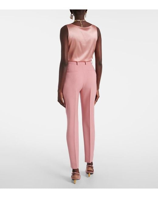 Dolce & Gabbana Pink Virgin Wool Slim Pants