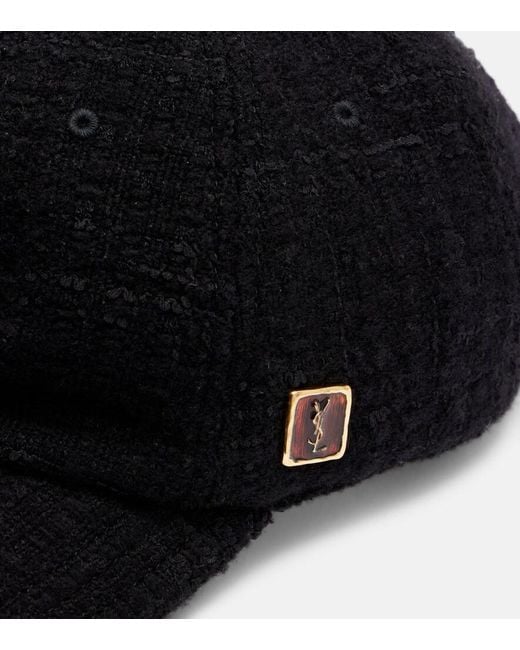 Saint Laurent Black Wool Tweed Baseball Cap