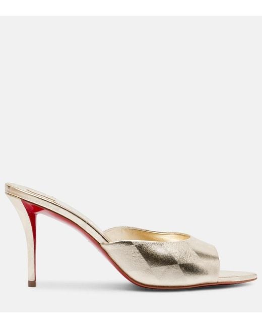 Christian Louboutin Natural Miss Z Metallic Leather Mules