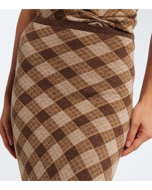 AYA MUSE Natural Kae Plaid Midi Skirt
