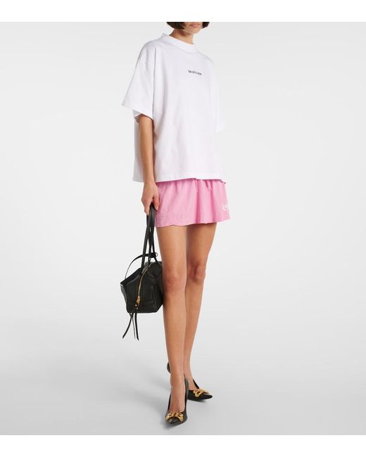Balenciaga Pink Laurel Cotton Jersey Miniskirt