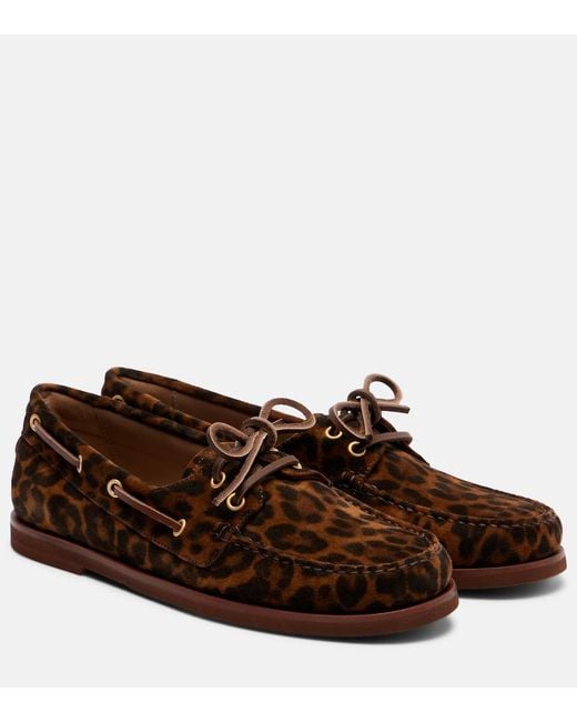 Gianvito Rossi Brown Vandee Leopard-Print Suede Boat Shoes