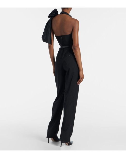 Max Mara Black Asymmetric Virgin Wool Jumpsuit