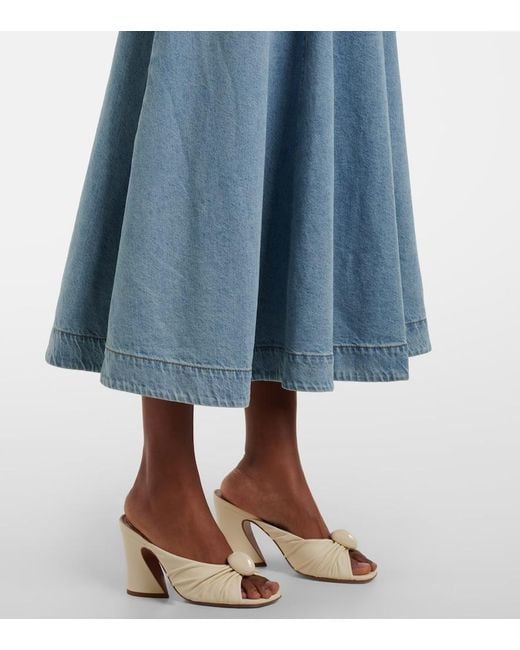 Gonna Midi Crush Denim Full di Zimmermann in Blue