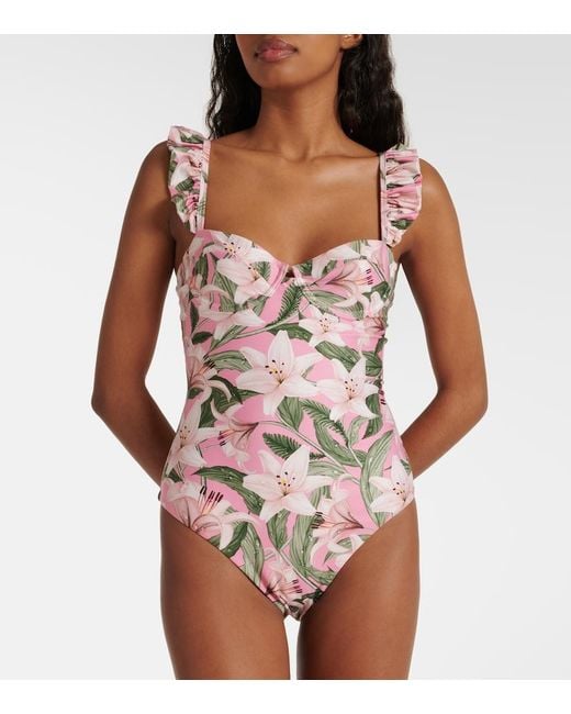 Agua Bendita White Ajonjoli Floral Swimsuit