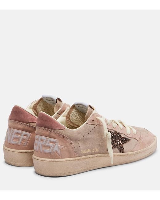 Golden Goose Deluxe Brand Pink Ball Star Glitter Suede Sneakers