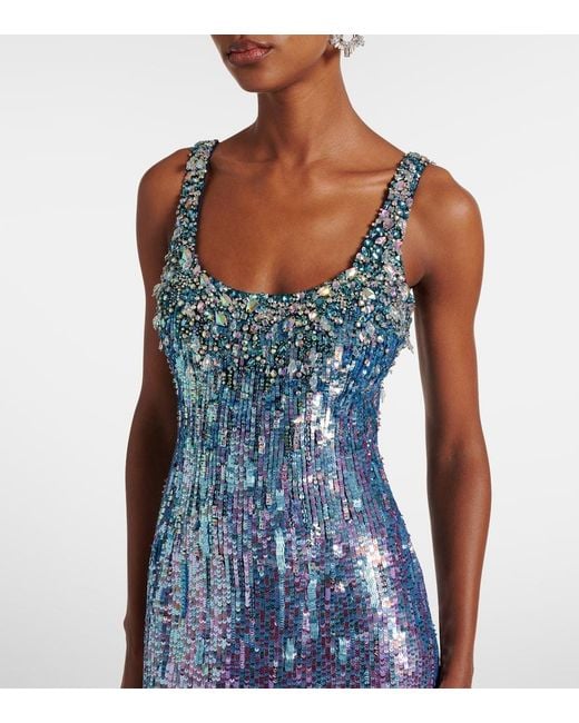 Jenny Packham Blue Rosalie Embellished Gown