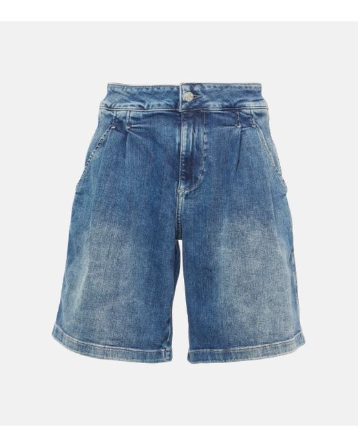 AG Jeans Blue High-rise Denim Shorts