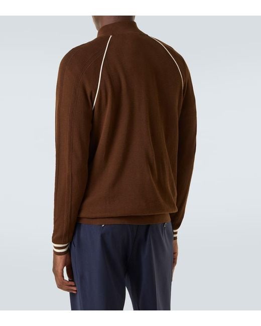 Miu Miu Brown Logo Cotton-Blend Zip-Up Cardigan for men