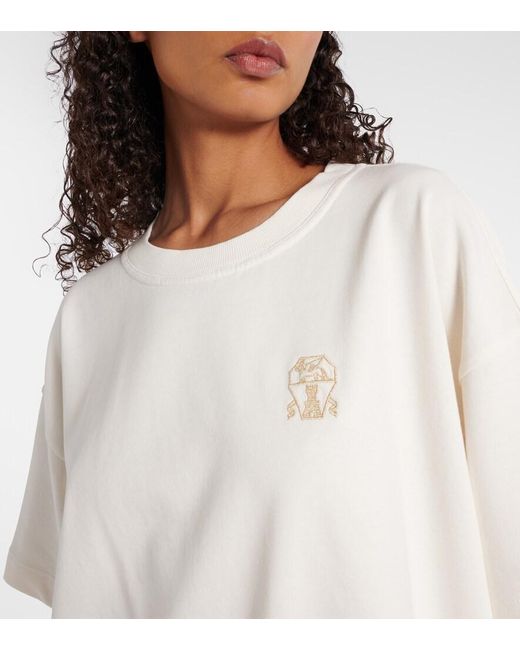 Brunello Cucinelli White Logo Cotton T-Shirt