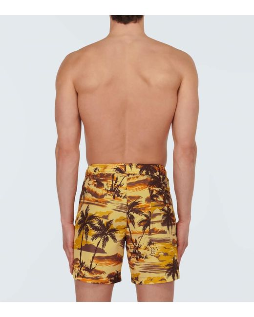 Shorts in tessuto tecnico con stampa di Moncler in Yellow da Uomo