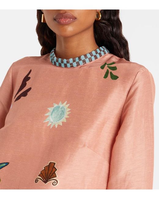 ALÉMAIS Pink X Lrnce Laurence Linen And Silk Minidress