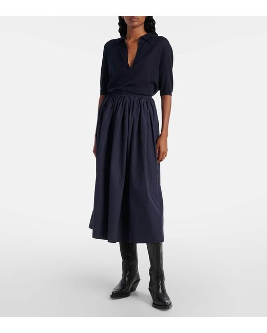 Gabriela Hearst Blue Midirock Chiara Aus Baumwolle