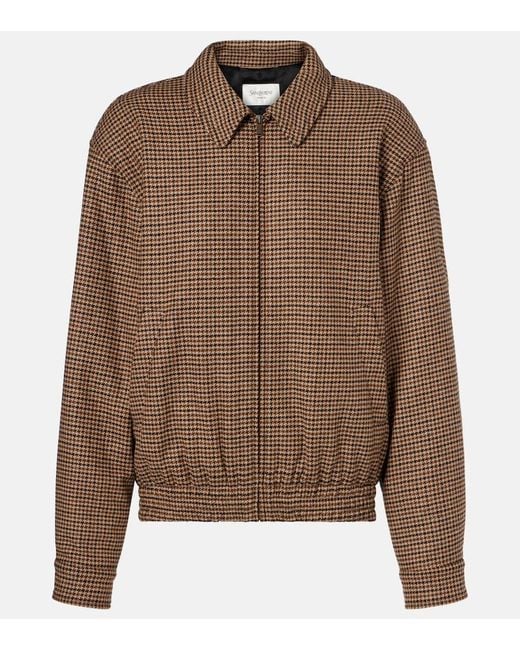 Saint Laurent Brown Houndstooth Padded Jacket