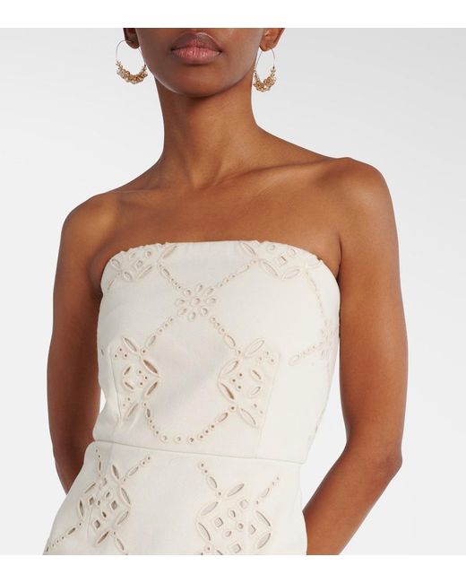 Veronica Beard White Nettia Embroidered Cotton Midi Dress