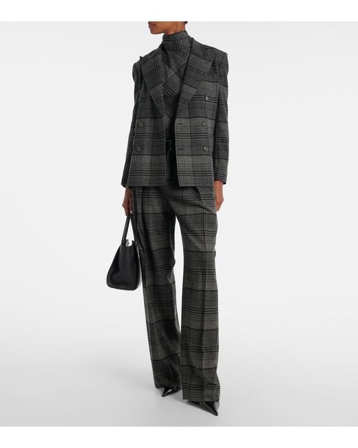 Ralph Lauren Black Kent Checked Double-Breasted Wool Jacket