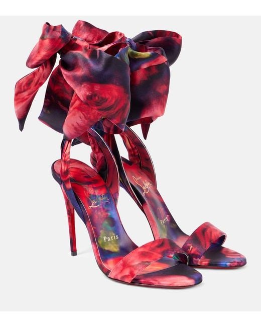 Christian Louboutin Red Sandale Du Désert Crepe Satin Sandals 100