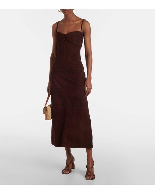Johanna Ortiz Purple Suede Midi Dress