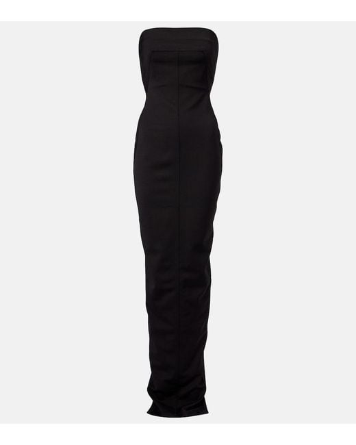 Rick Owens Black Wool-Blend Bustier Gown