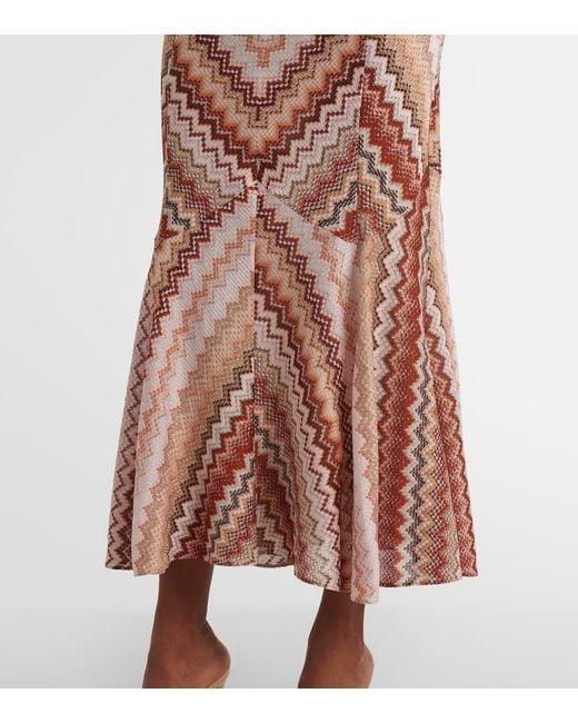 Abito Lungo Svasato Con Motivo Zig Zag Seghettato Lamé Missoni de color Multicolor