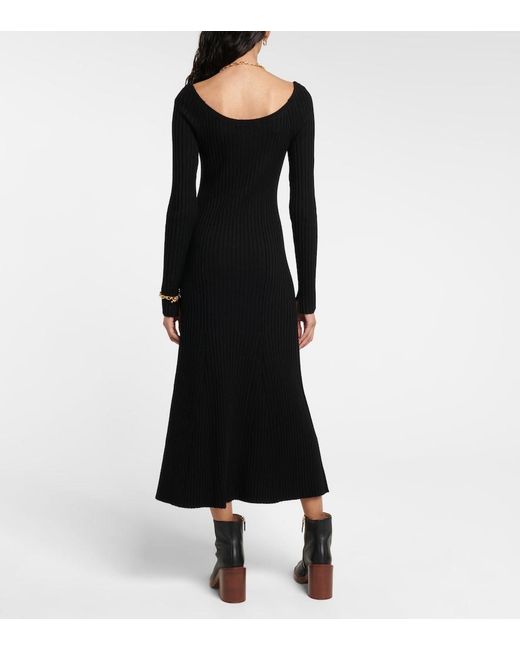 Dorothee Schumacher Black Smooth Silhouettes Wool-Blend Midi Dress