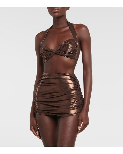 Top bikini Bill metallizzato di Norma Kamali in Brown