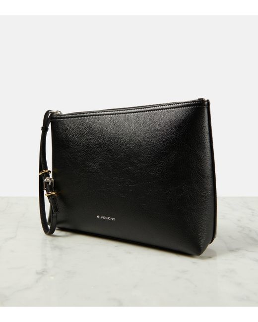 Givenchy Black Voyou Debossed Leather Pouch