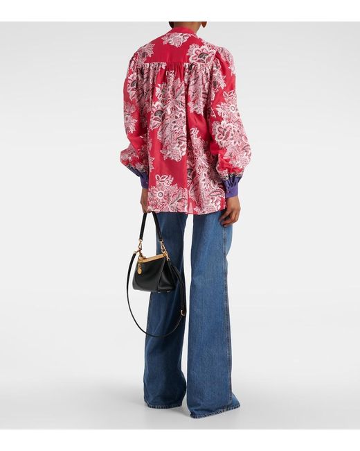 Etro Red Printed Cotton And Silk Blouse