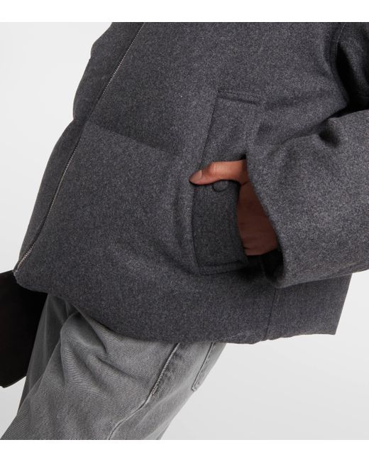 Totême  Gray Wool-blend Flannel Puffer Jacket