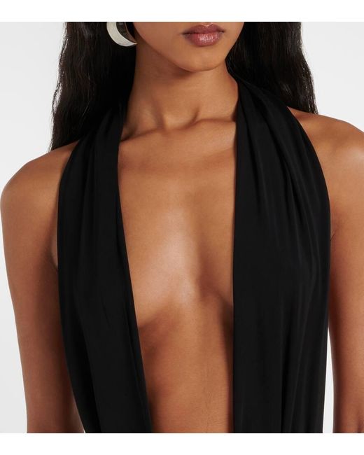 Christopher Esber Black Trapeze Draped Jersey Gown