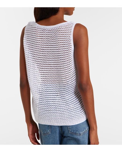 Vince White Crochet Cotton-Blend Top