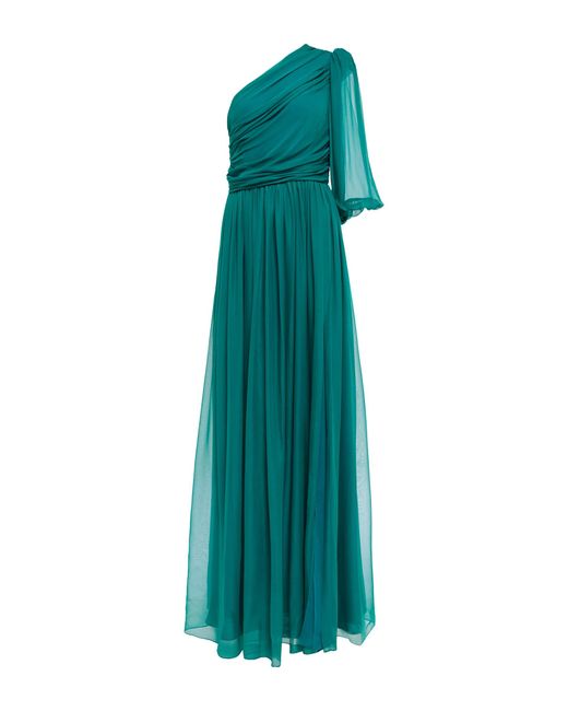 Costarellos Shauna Silk Georgette Gown in Teal (Green) | Lyst
