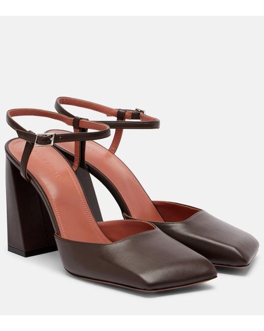 AMINA MUADDI Brown Charlotte 95 Leather Pumps