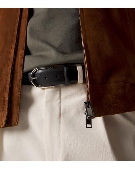 Brioni Black Leather Belt for men