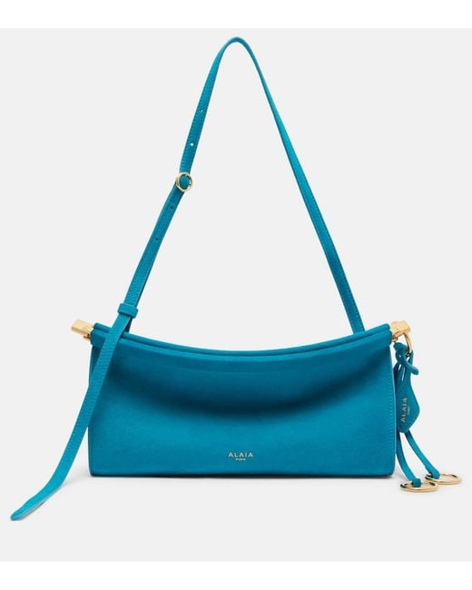 Alaïa Blue Le Click Small Suede Shoulder Bag