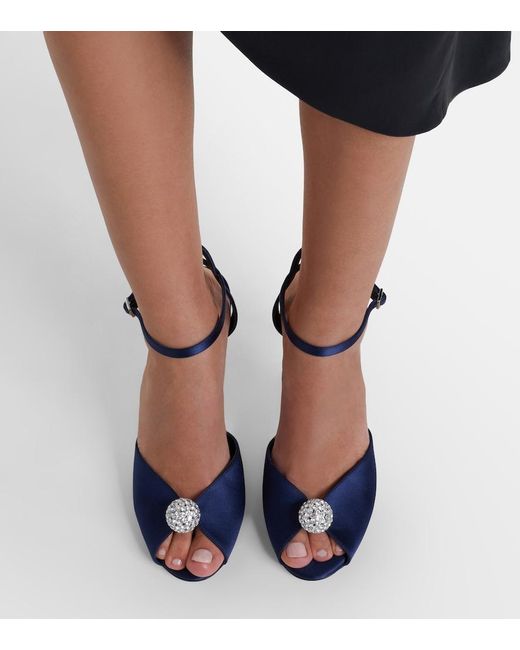 Jimmy Choo Blue Sacora Embellished Satin Sandals