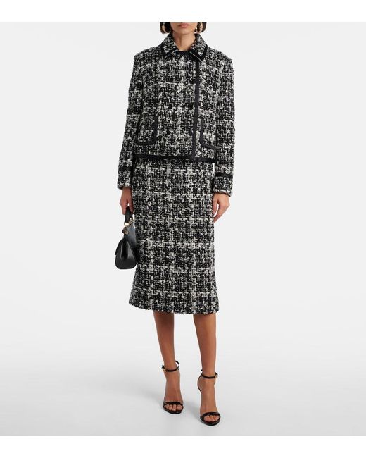Dolce & Gabbana Gray Checked Midi Skirt
