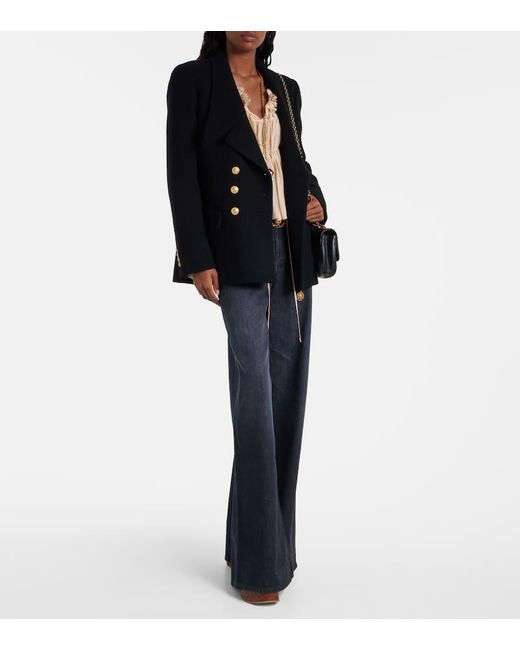 Chloé Natural Shirred Cropped Lace-Trimmed Silk Blouse