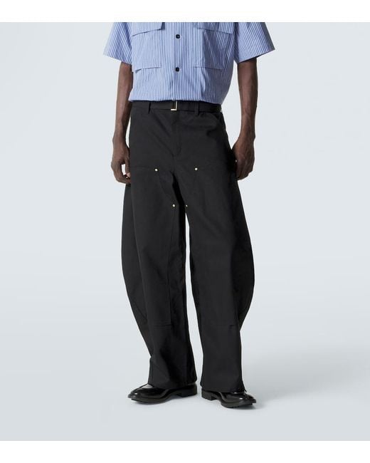 Sacai Black X Carhartt Wip Cotton Barrel-Leg Pants for men