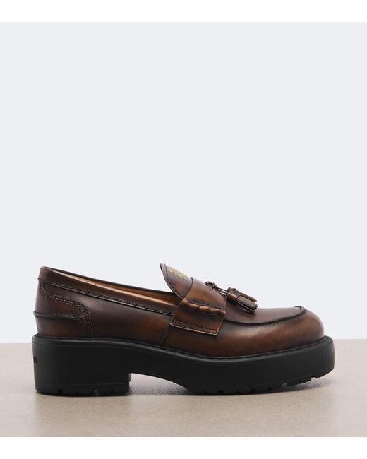 Miu Miu Brown Leather Platform Loafers