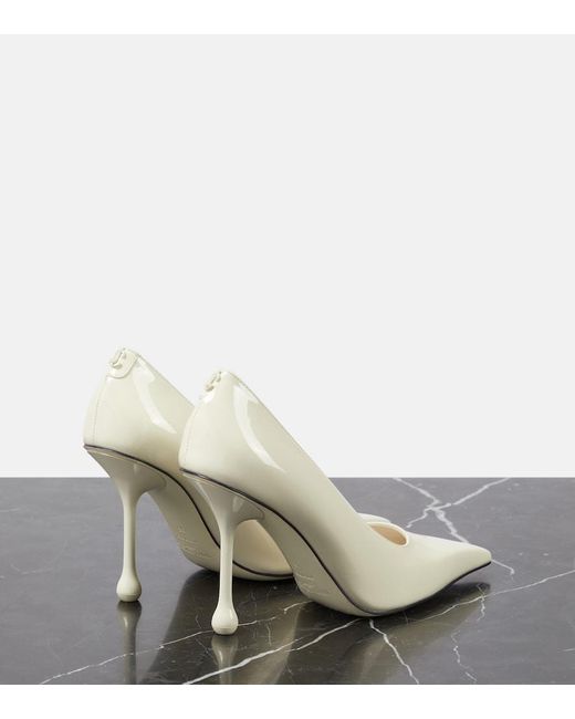 Jimmy Choo White Ixia 95 Patent Leather Pumps