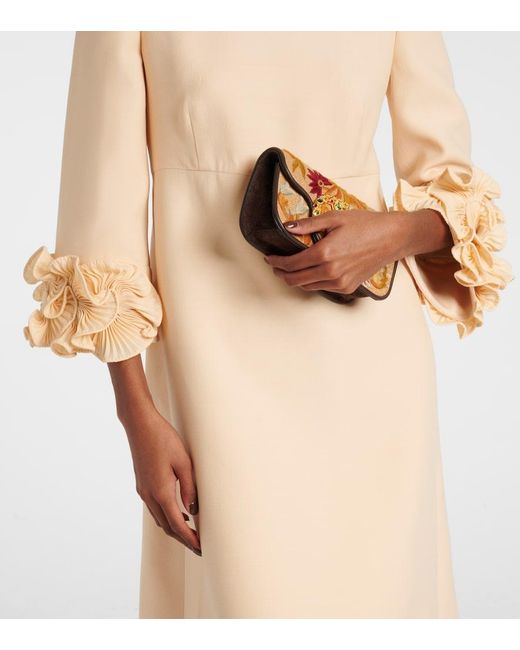 Valentino Natural Ruffled Crepe Couture Midi Dress