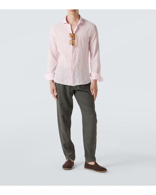 Fedeli Pink Linen Shirt for men